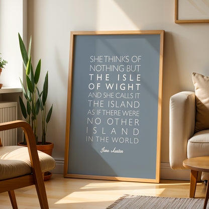 Jane Austen Isle of Wight Quote Print, Island Wall Art, Literary Poster, Isle of Wight Gift, Minimalist Typography Print A4 A3 A2 A1