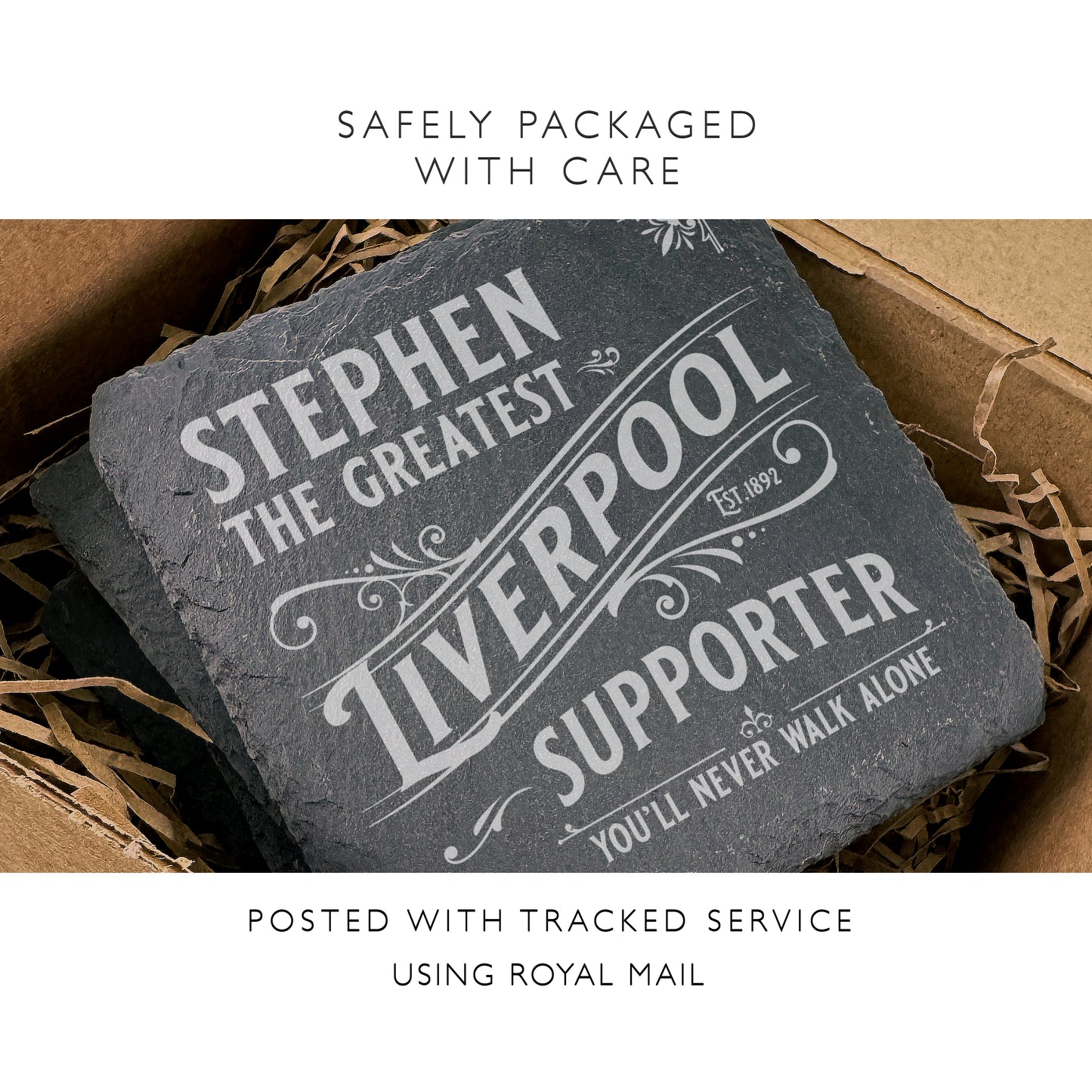 Personalised Liverpool Football Team Engraved Slate Coaster Home Decor Gift FC06