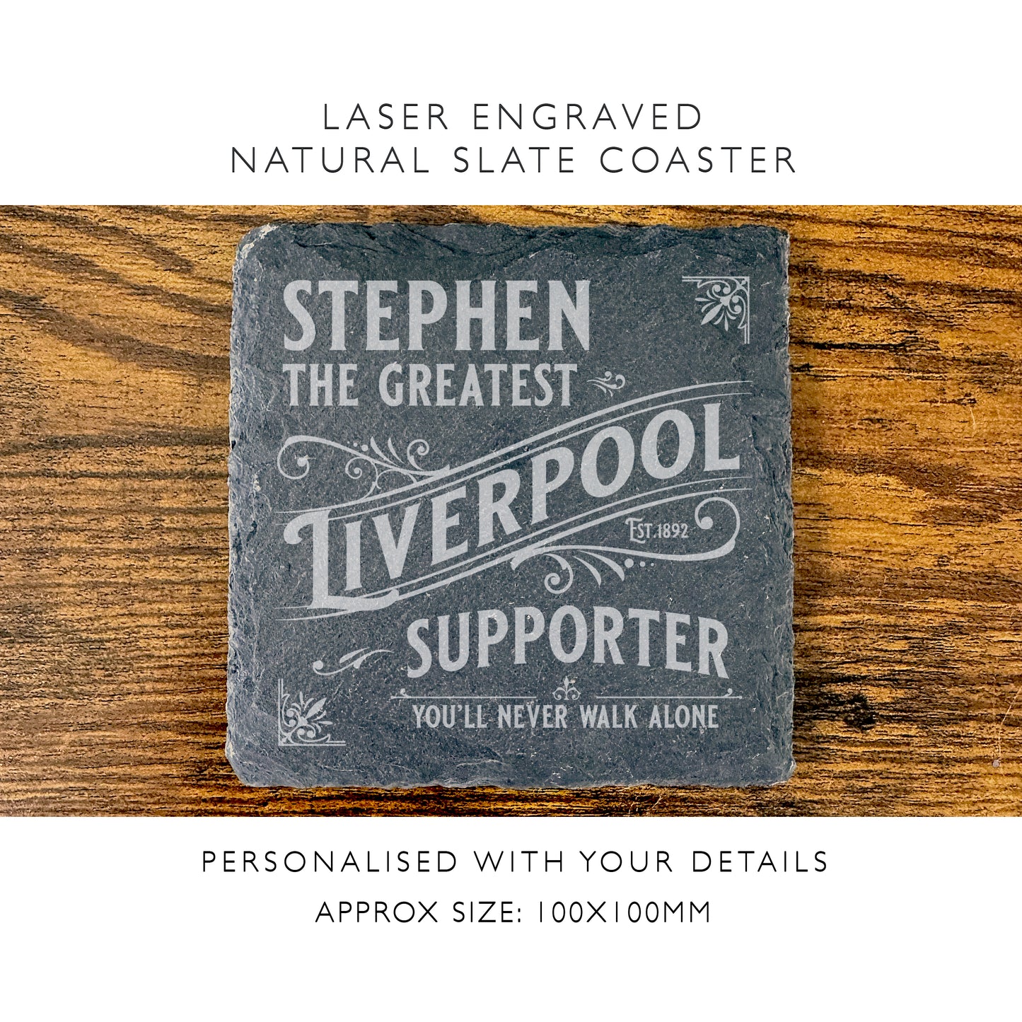 Personalised Liverpool Football Team Engraved Slate Coaster Home Decor Gift FC06