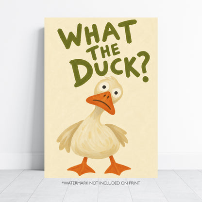 What The Duck? Funny Duck Wall Art Print – Quirky Animal Poster