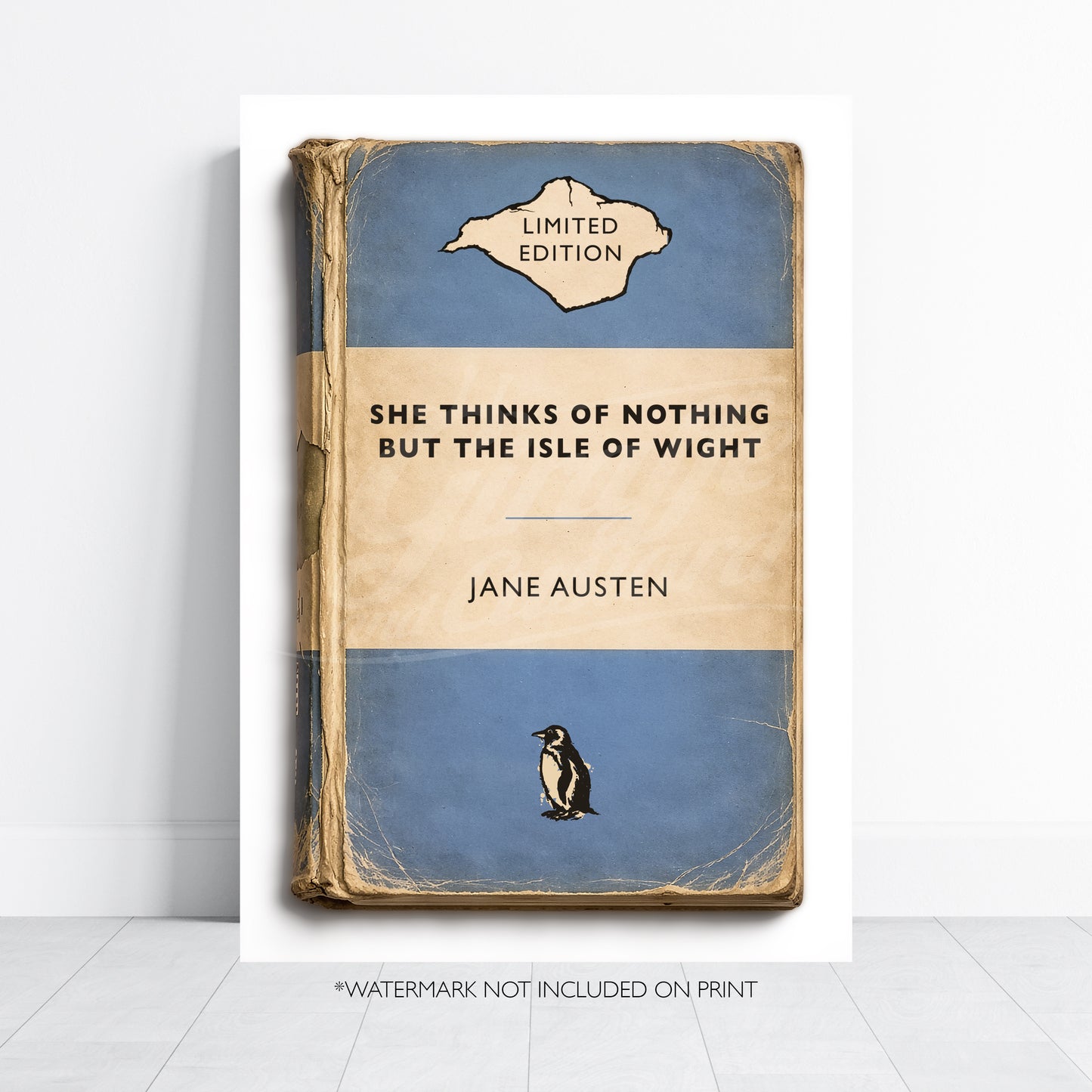 Vintage Book Cover Print - Isle of Wight - Jane Austen Quote