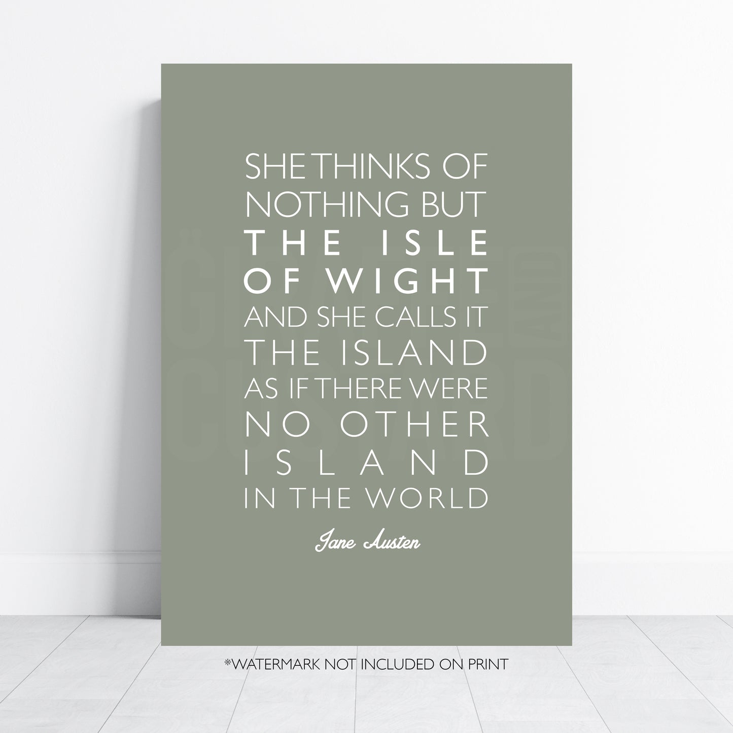 Jane Austen Isle of Wight Quote Print, Island Wall Art, Literary Poster, Isle of Wight Gift, Minimalist Typography Print A4 A3 A2 A1