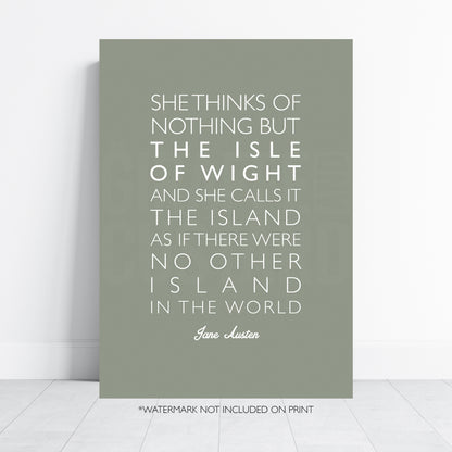 Jane Austen Isle of Wight Quote Print, Island Wall Art, Literary Poster, Isle of Wight Gift, Minimalist Typography Print A4 A3 A2 A1
