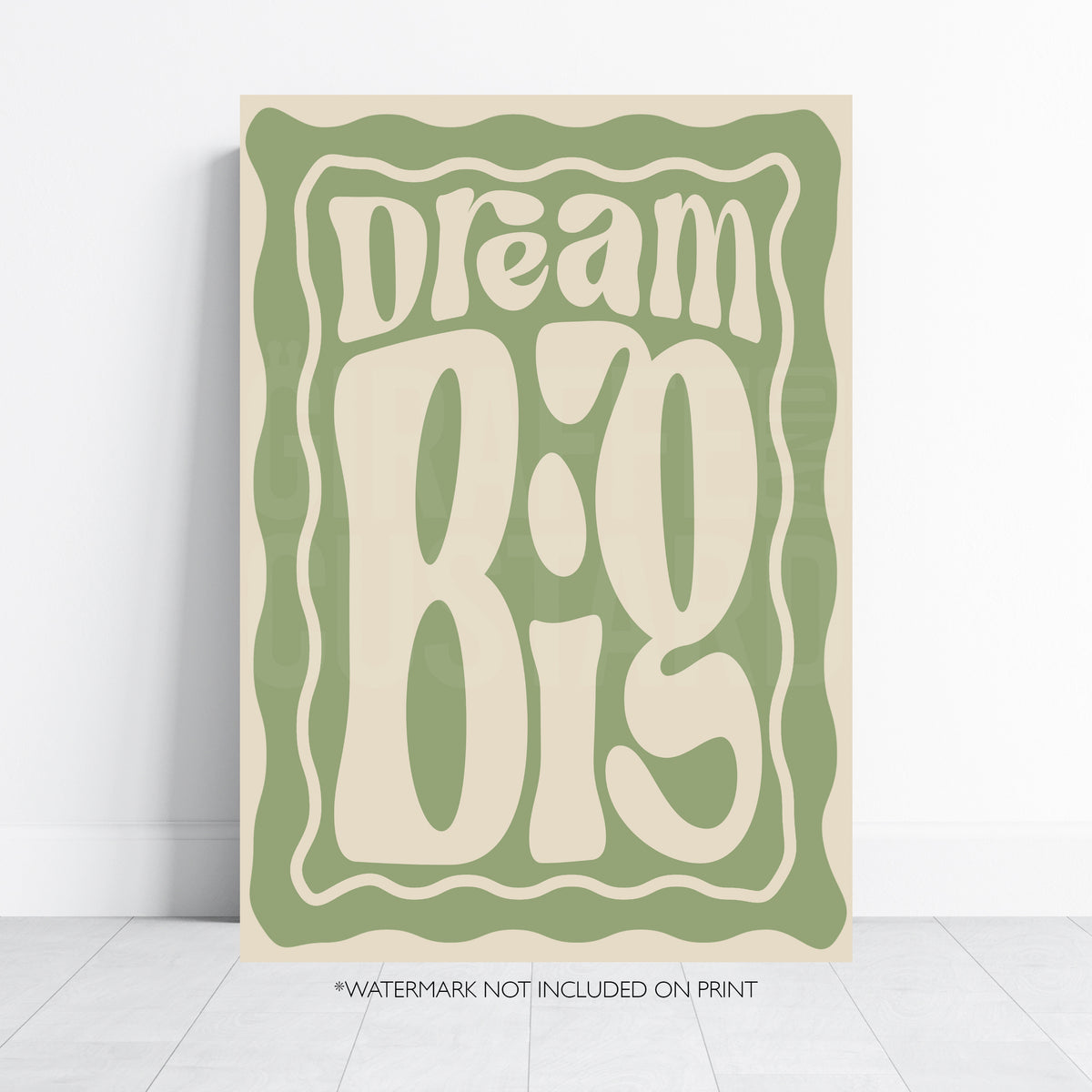 Dream Big Wall Art Print – Positive Retro Typography Poster