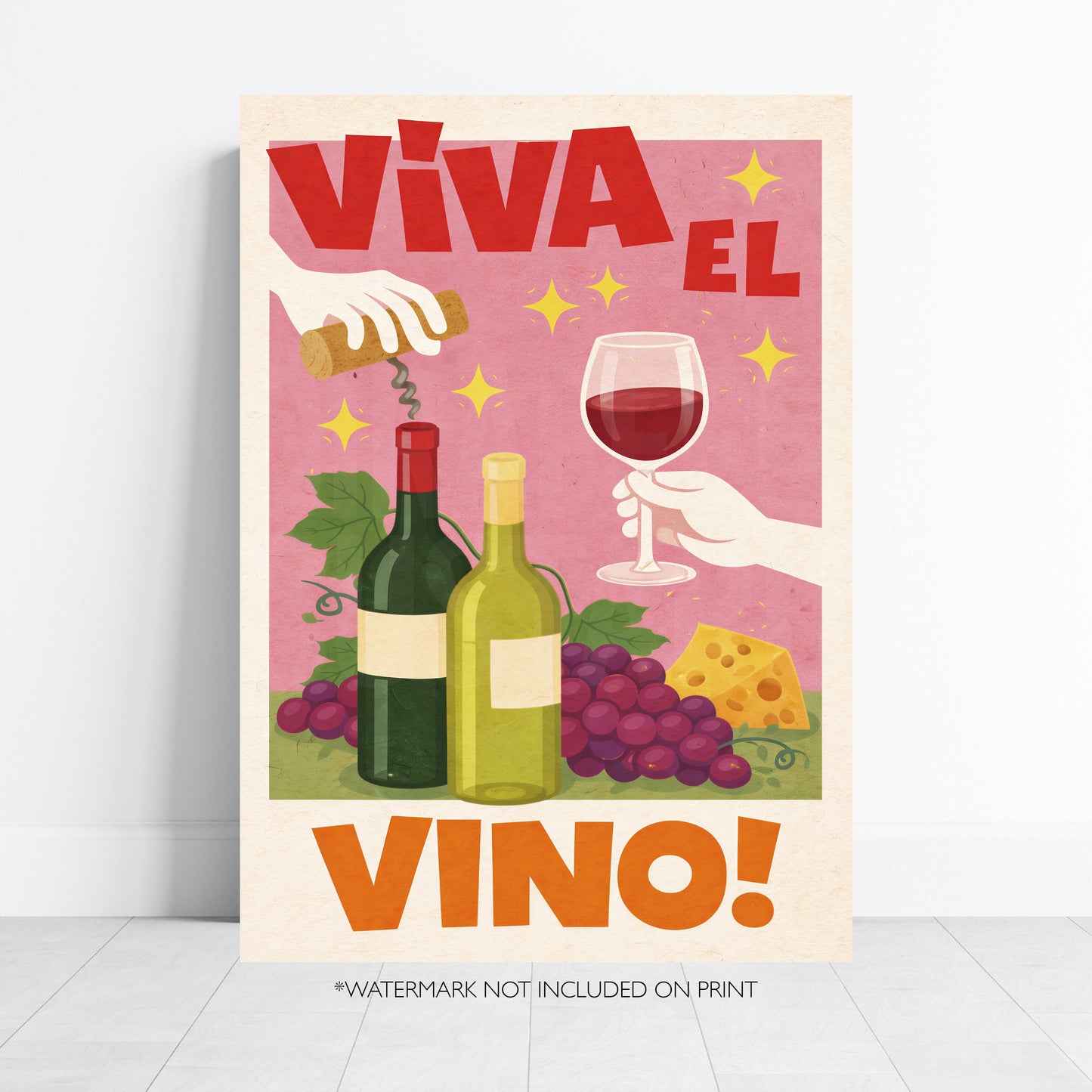 Viva El Vino Poster Print – Retro Wine Art Wall Decor A4 to A1