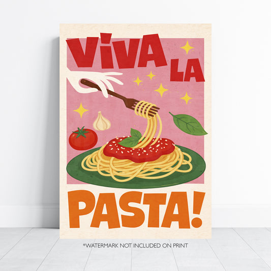 Viva La Pasta Print – Italian Food Kitchen Wall Art Poster