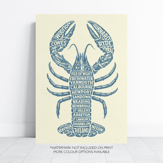 Isle of Wight Lobster Typography Print – Coastal Wall Art Poster