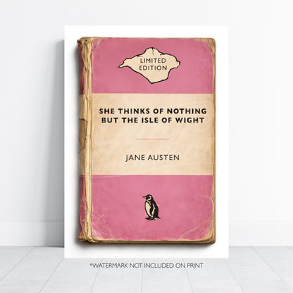 Vintage Book Cover Print - Isle of Wight - Jane Austen Quote