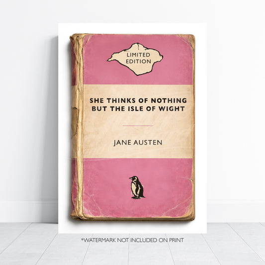 Vintage Book Cover Print - Isle of Wight - Jane Austen Quote