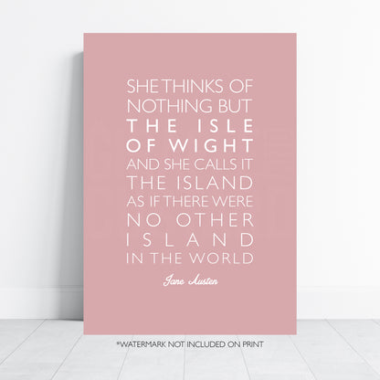 Jane Austen Isle of Wight Quote Print, Island Wall Art, Literary Poster, Isle of Wight Gift, Minimalist Typography Print A4 A3 A2 A1