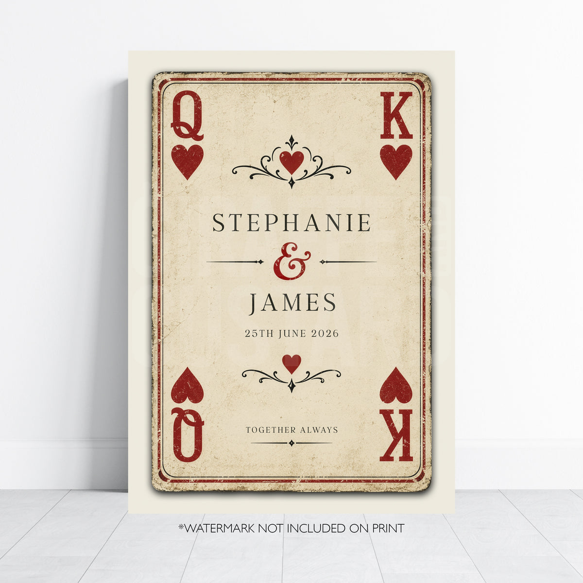 Personalised King & Queen of Hearts Print – Wedding & Anniversary Wall Art