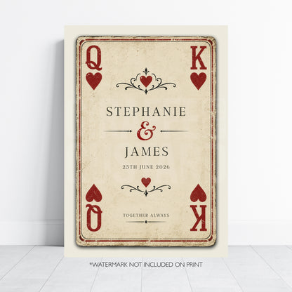 Personalised King & Queen of Hearts Print – Wedding & Anniversary Wall Art