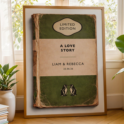 Personalised Love Story Print – Vintage Book Cover Wedding & Anniversary Gift