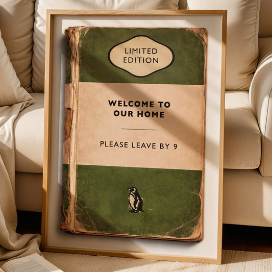 Please Leave By 9 Funny Wall Art Print – Vintage Book Cover Home Decor