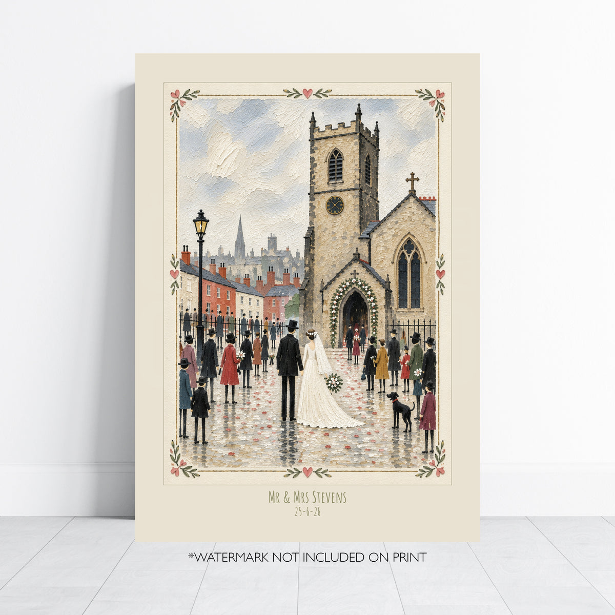 Personalised Church Wedding Print – Custom Wedding Day Wall Art