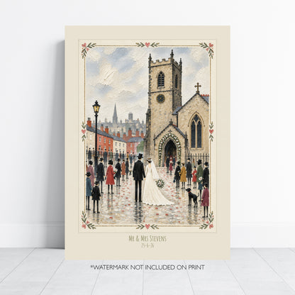 Personalised Church Wedding Print – Custom Wedding Day Wall Art