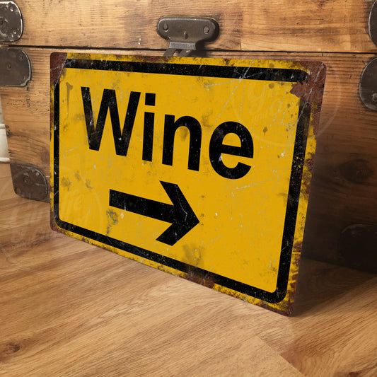Wine Metal Sign Vintage Style Bar Decor Rustic Arrow Road Sign Aluminium Wall Plaque