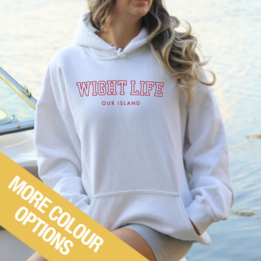 Wight Life Hoodie - College University Style - Isle of Wight Hoodie