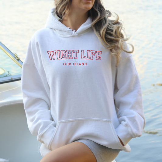 Wight Life Hoodie - College University Style - Isle of Wight Hoodie