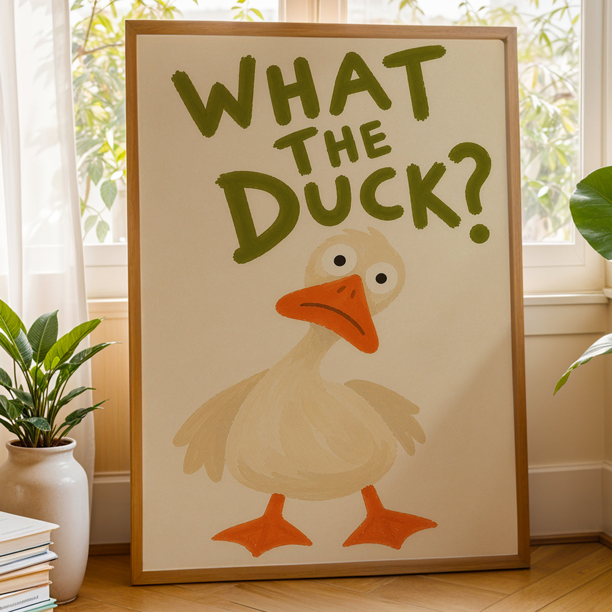 What The Duck? Funny Duck Wall Art Print – Quirky Animal Poster