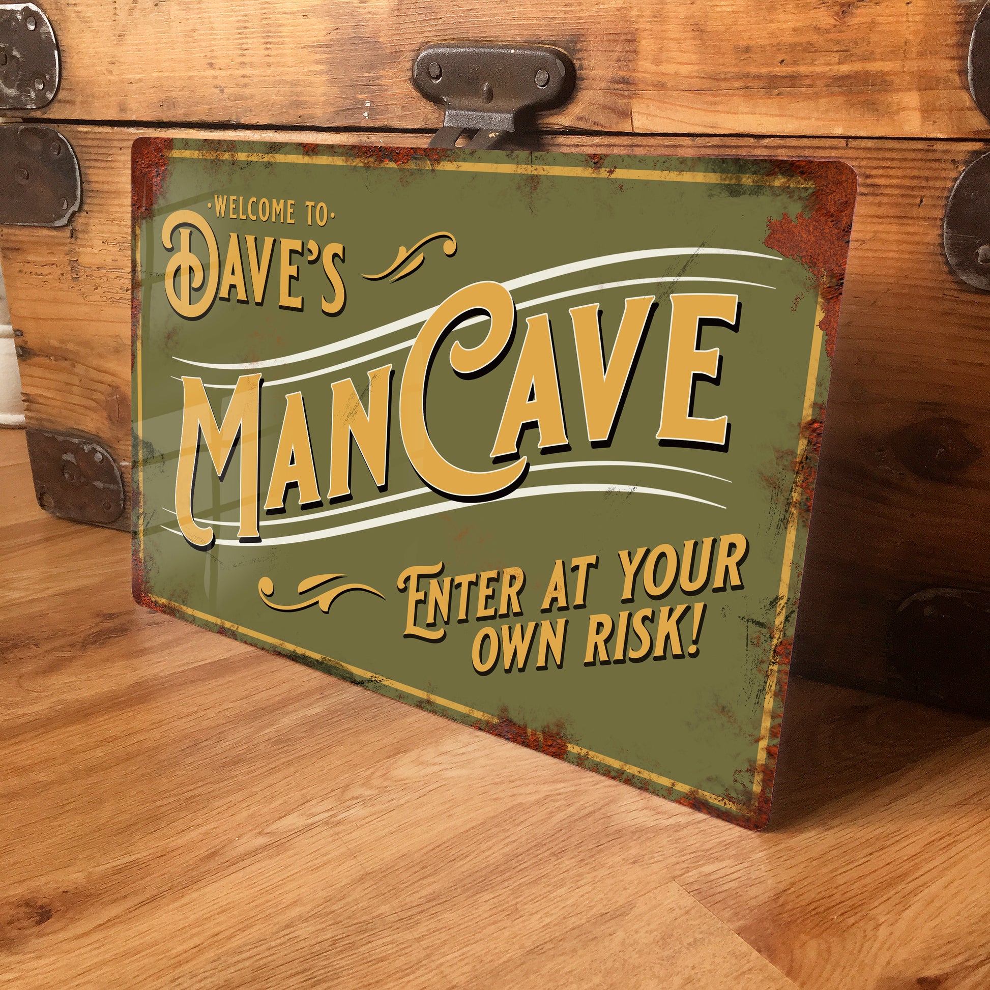 personalised man cave sign green mens office sign