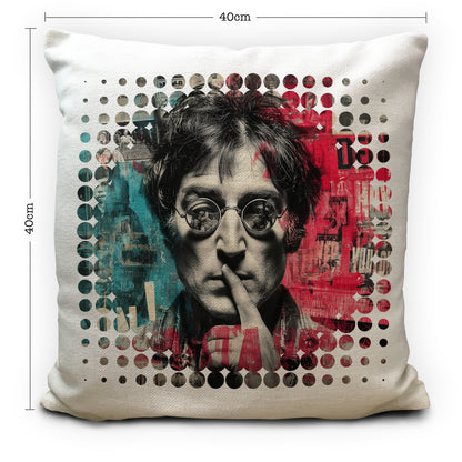 Punk John Lennon Cushion Cover, Graffiti Portrait Pillow, Abstract Music Legend Art, Rock Icon Home Decor Gift