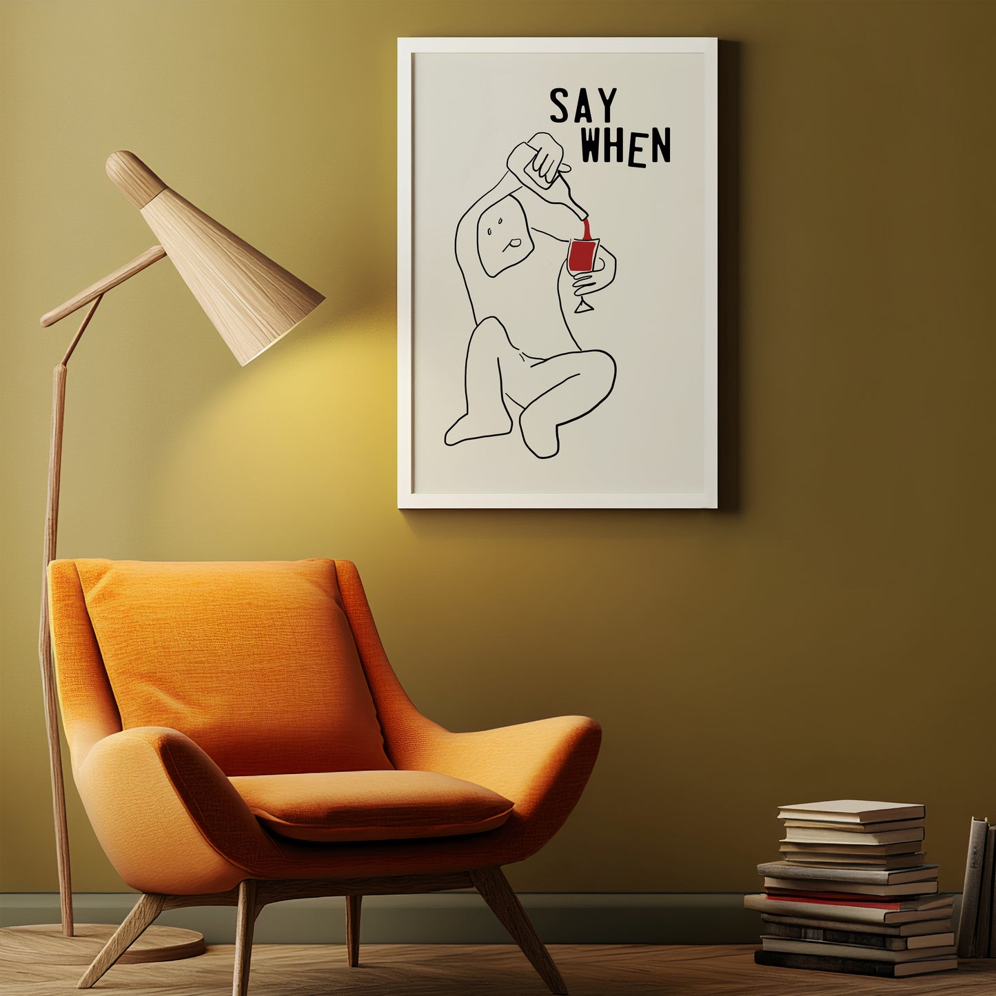 Say When Wine Print Funny Minimalist Wall Art Wine Lover Gift Humor Poster Bar Cart Decor Modern Line Art A4 A3 A2 A1