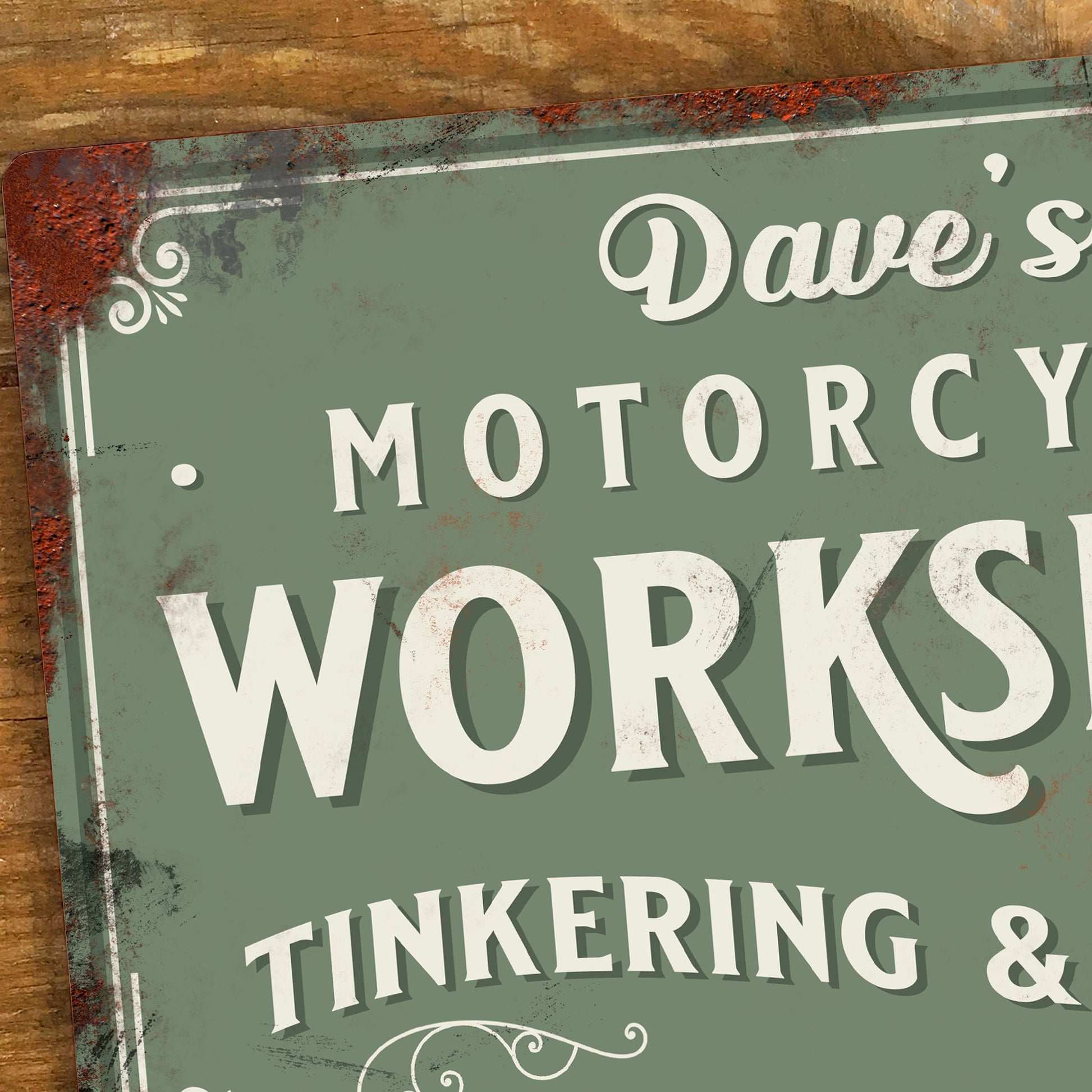 Personalised Motorcycle Workshop Sign Close 1
