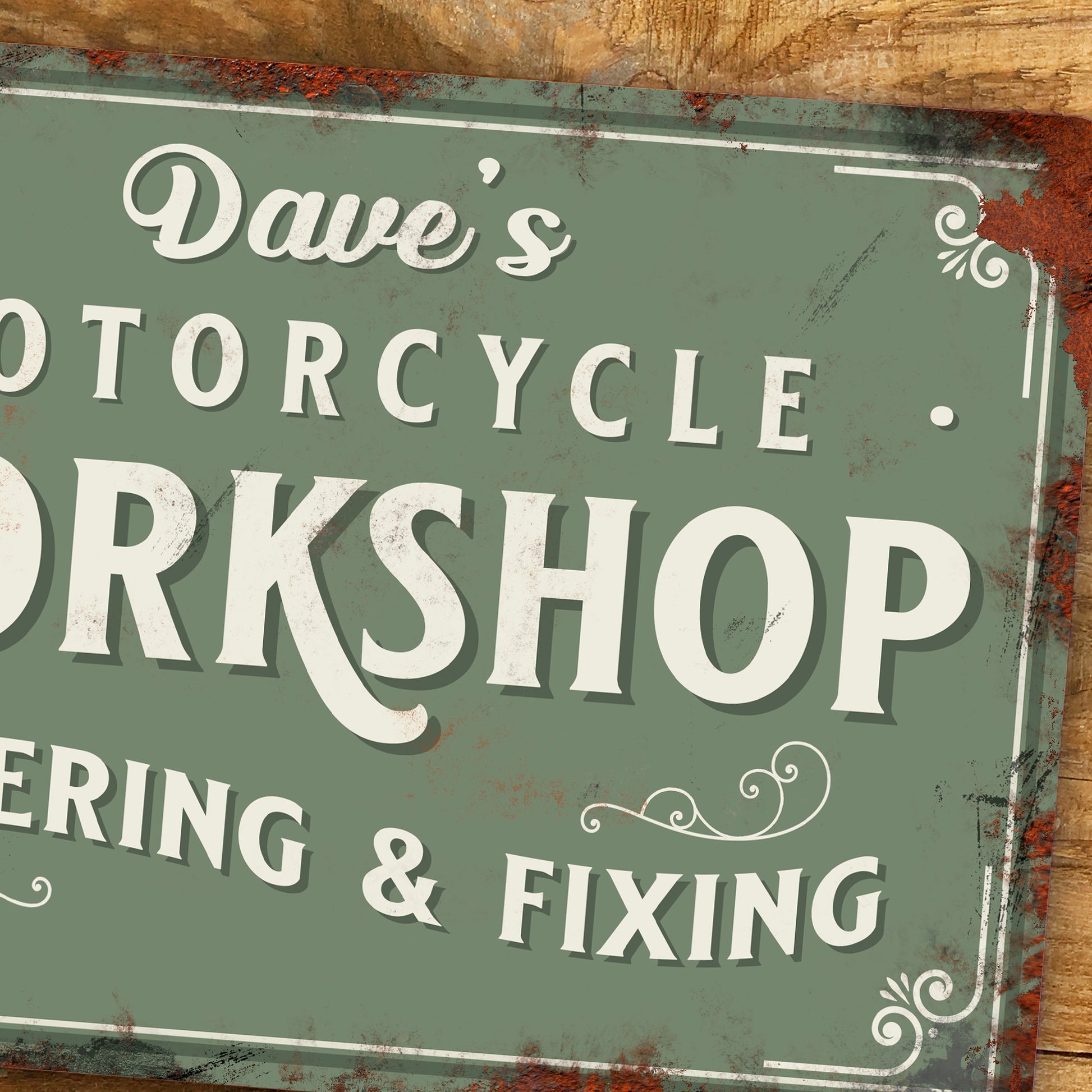 Personalised Motorcycle Workshop Sign Close 2