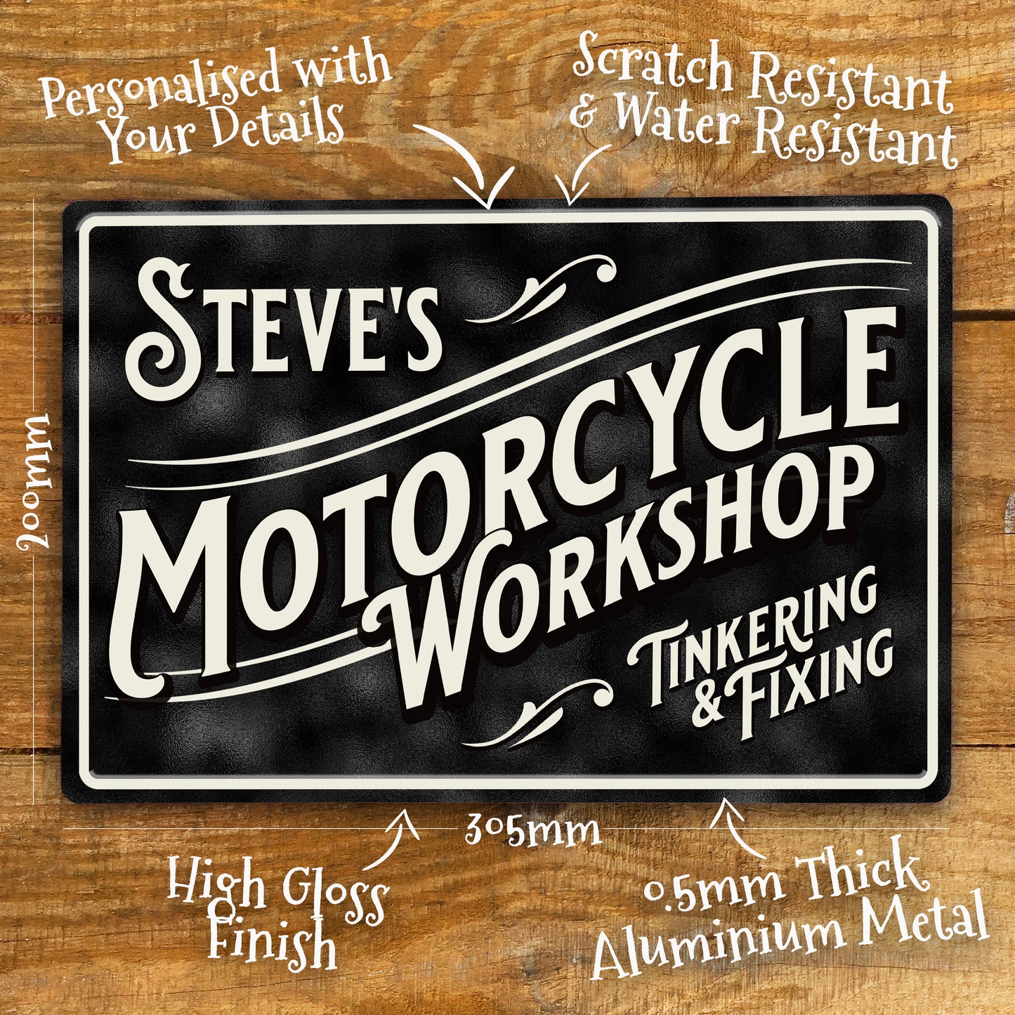 Personalised Motorcycle Motorbike Workshop Metal Door Wall Sign