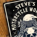 Personalised Motorcycle Workshop Metal Door Wall Sign Vintage 200x305mm
