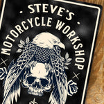 Personalised Motorcycle Workshop Metal Door Wall Sign Vintage 200x305mm