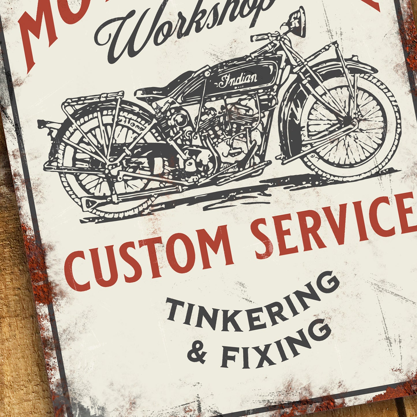 Personalised Motorcycle Workshop Sign Motorbike Garage Sign 200mm x 305mm