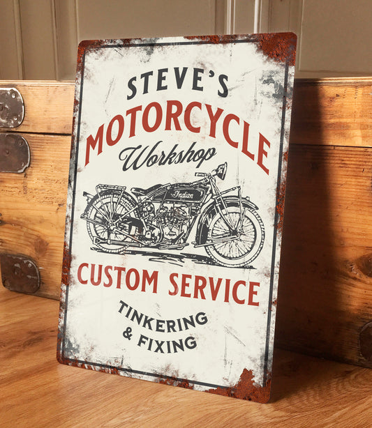 personalised motorcycle workshop sign motorbike sign