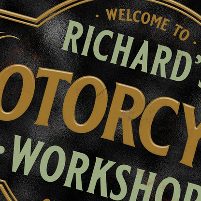 Personalised Motorcycle Workshop Sign Metal Man Cave Custom Sign 305 x 200mm