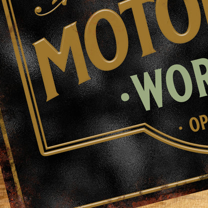 Personalised Motorcycle Workshop Sign Metal Man Cave Custom Sign 305 x 200mm