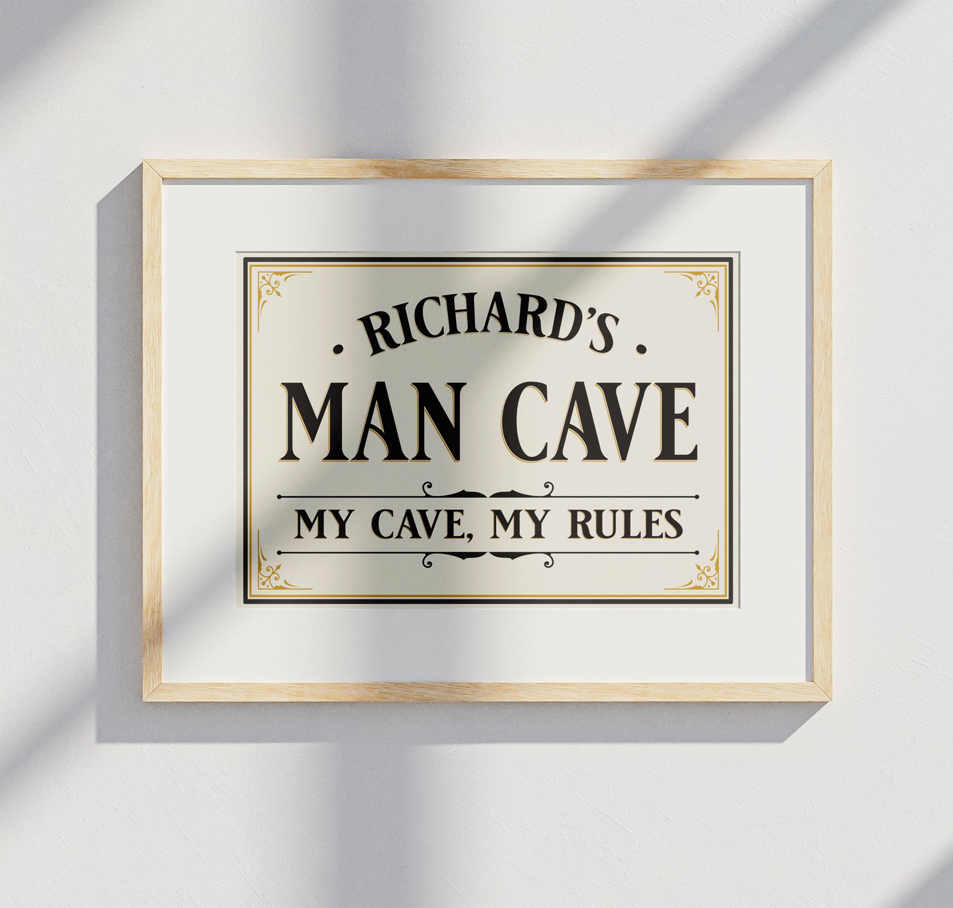 Personalised Vintage Man cave art print poster Framed