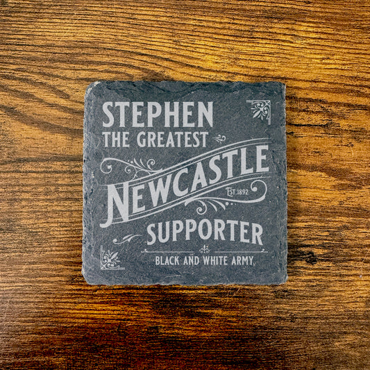 Personalised Newcastle Football Team Engraved Slate Coaster Home Decor Gift FC08