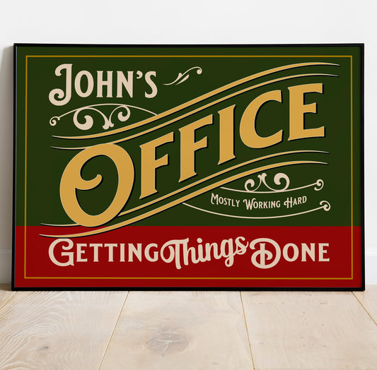 Personalised Vintage office sign Poster Wall Art