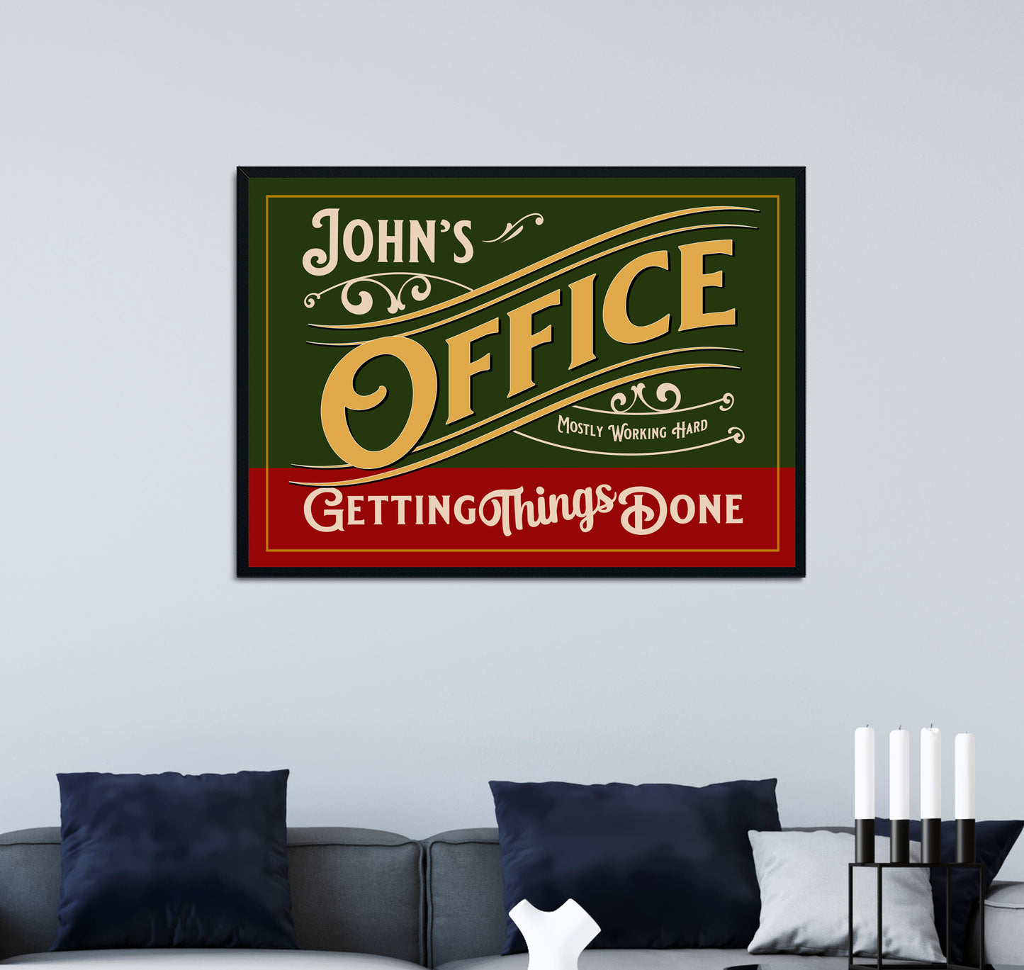 Personalised Vintage office sign Poster Wall Art framed wall