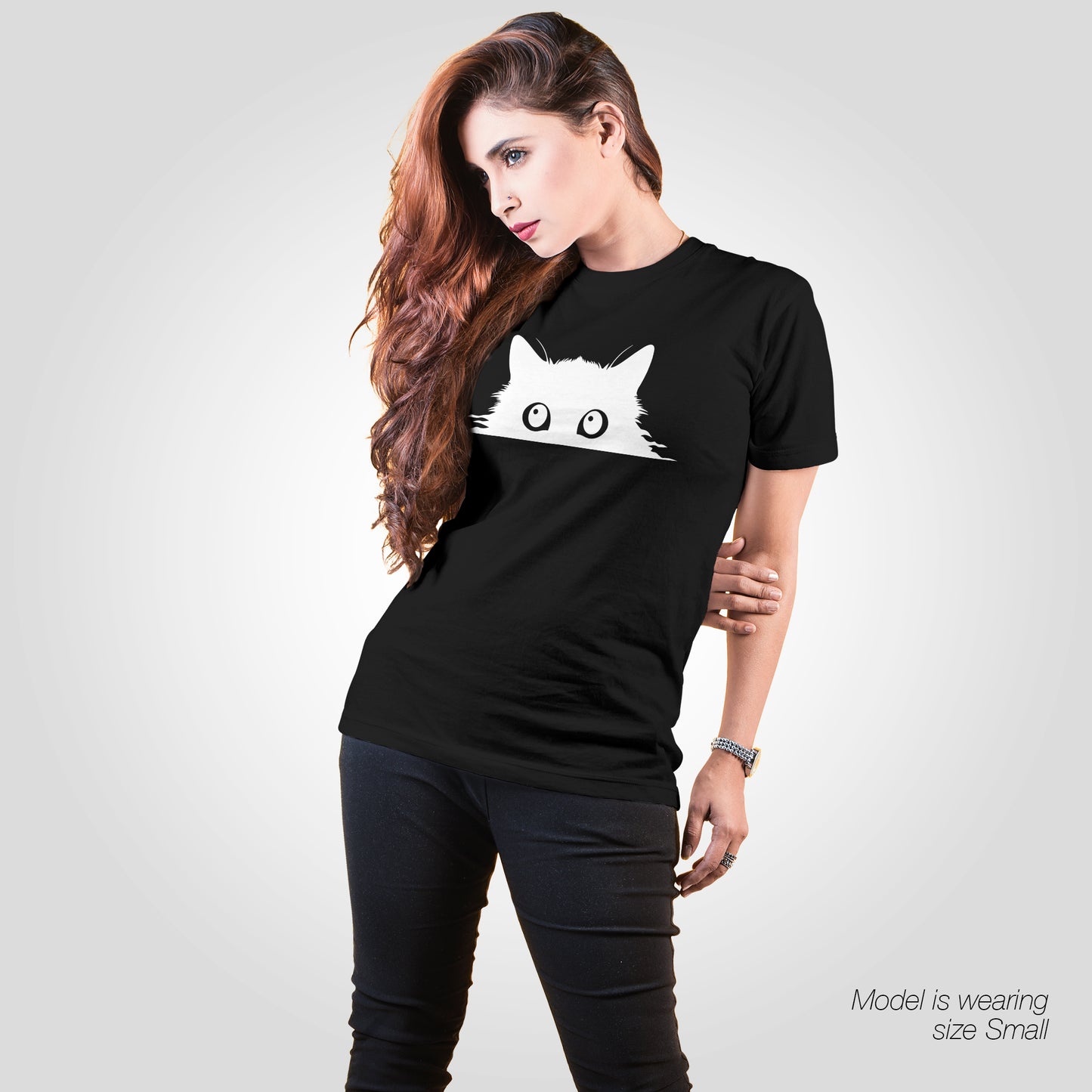 Peeping Cat T-Shirt - Funny Slogan T-Shirt - Cat Lover