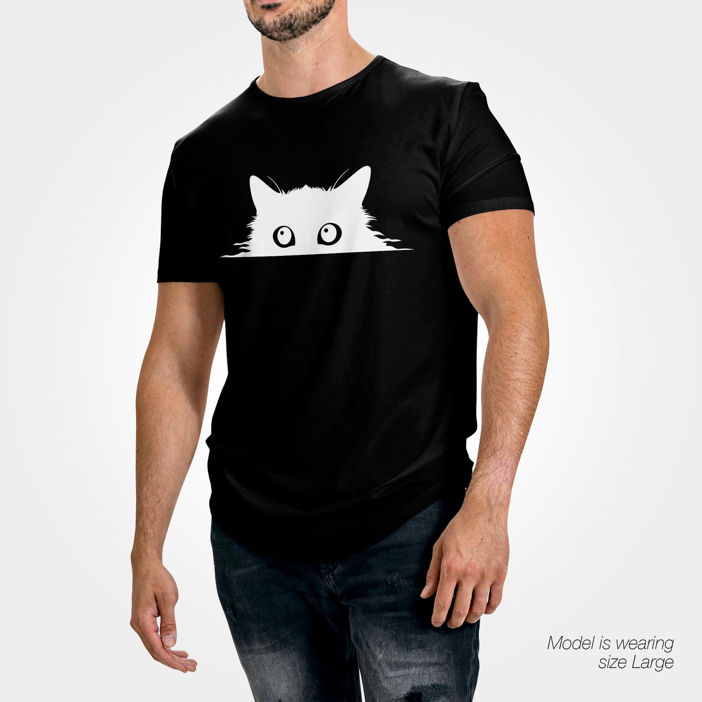 Peeping Cat T-Shirt - Funny Slogan T-Shirt - Cat Lover