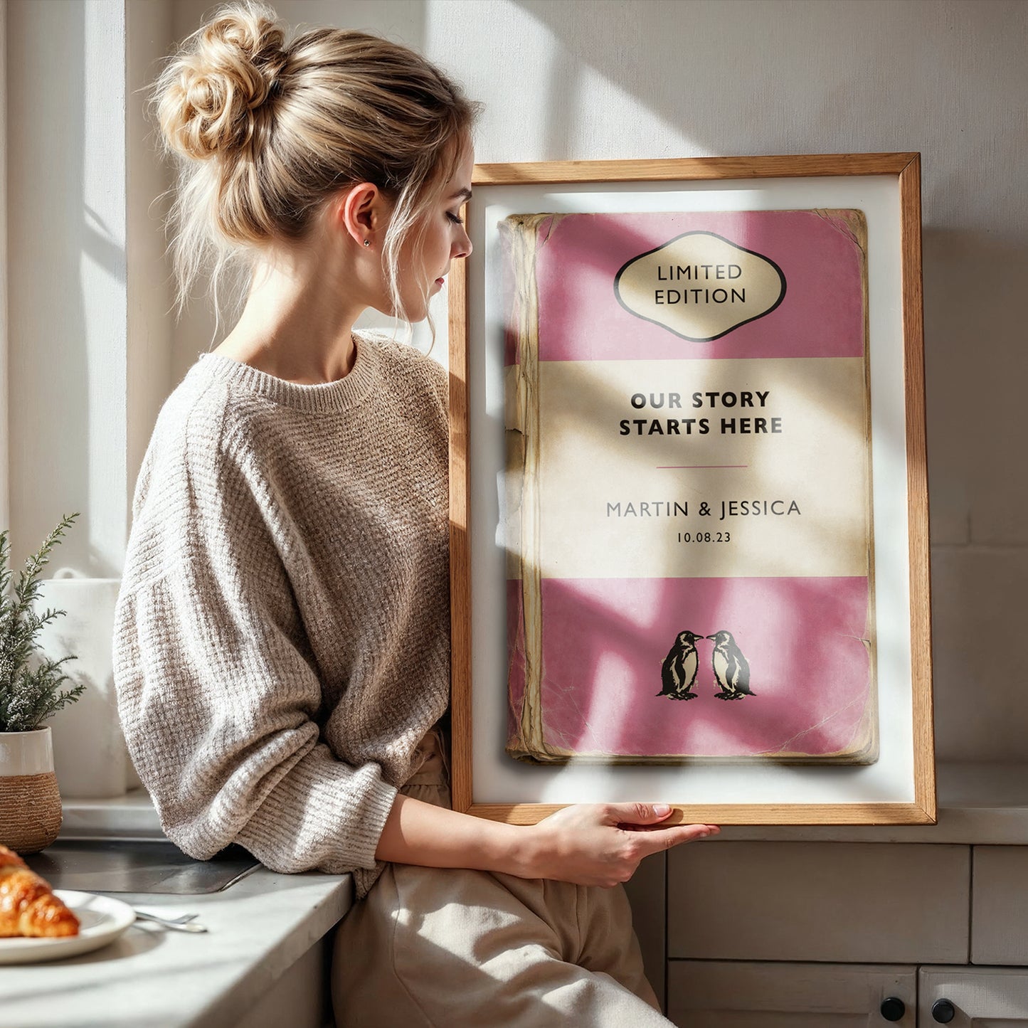 Personalised Wedding Gift Print - Our Story Starts Here - Vintage Book Style Anniversary Print