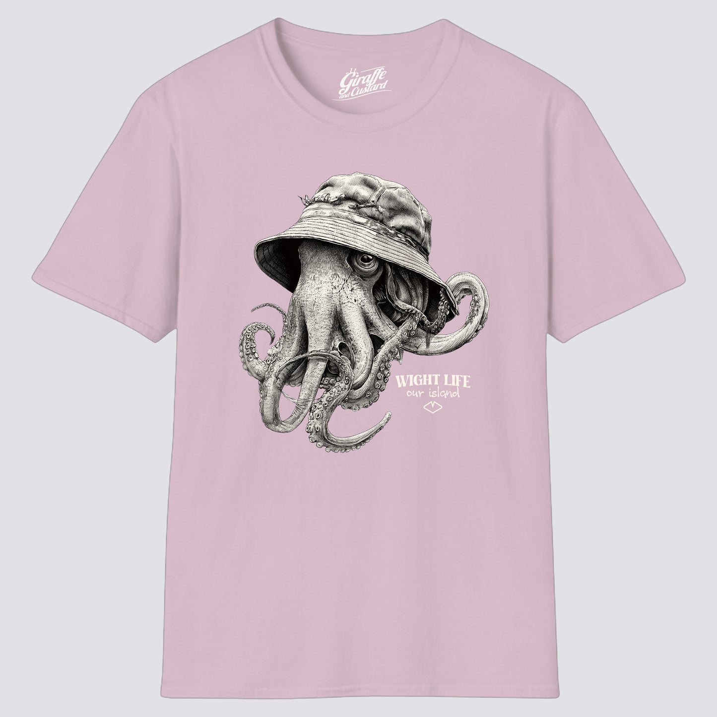 Wight Life T-Shirt - Bucket Hat Octopus FRONT GRAPHIC - Unisex Isle of Wight Tee