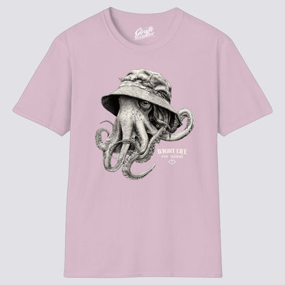 Wight Life T-Shirt - Bucket Hat Octopus FRONT GRAPHIC - Unisex Isle of Wight Tee