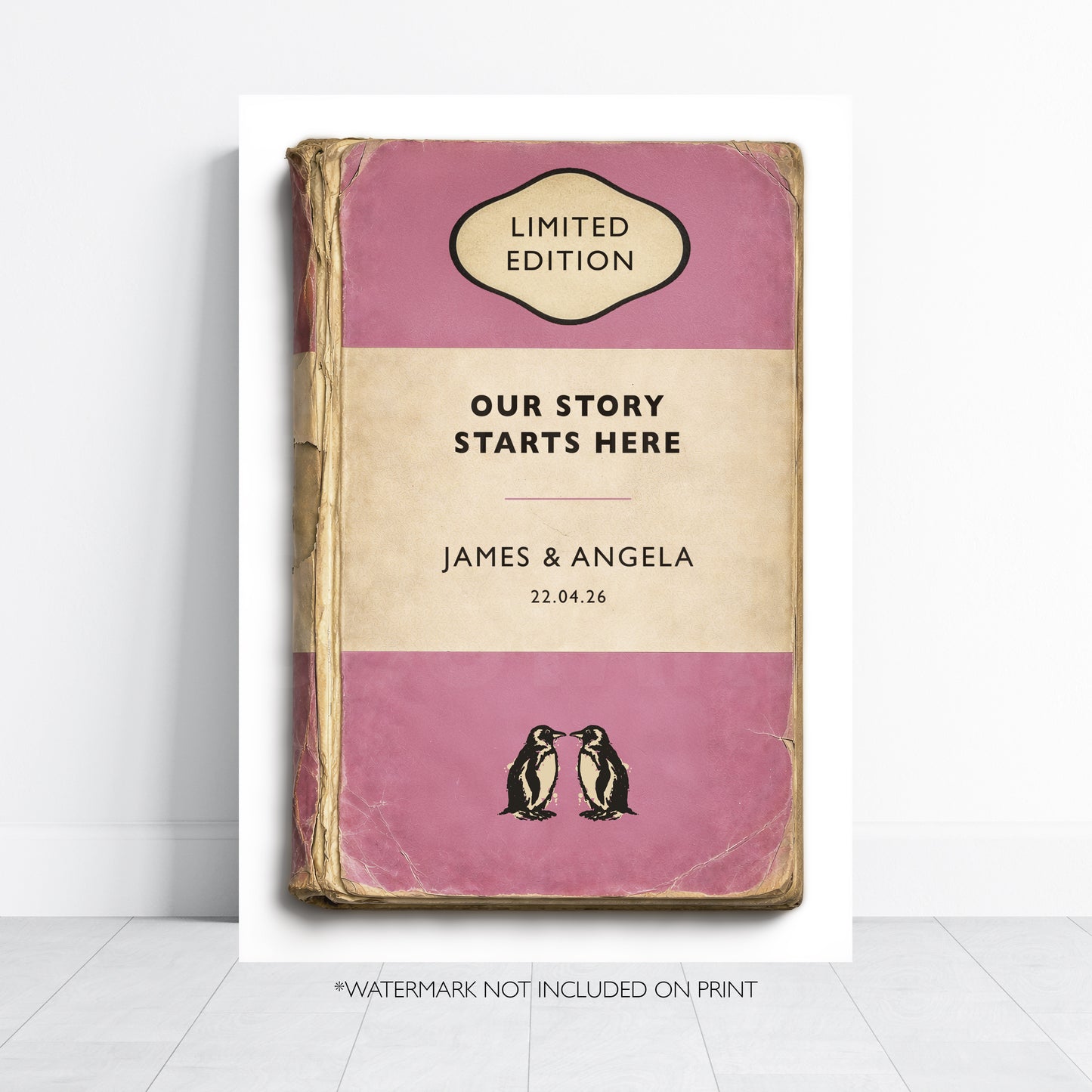 Personalised Wedding Gift Print - Our Story Starts Here - Vintage Book Style Anniversary Print