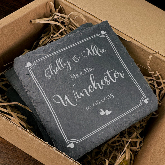 Wedding coaster made from slate