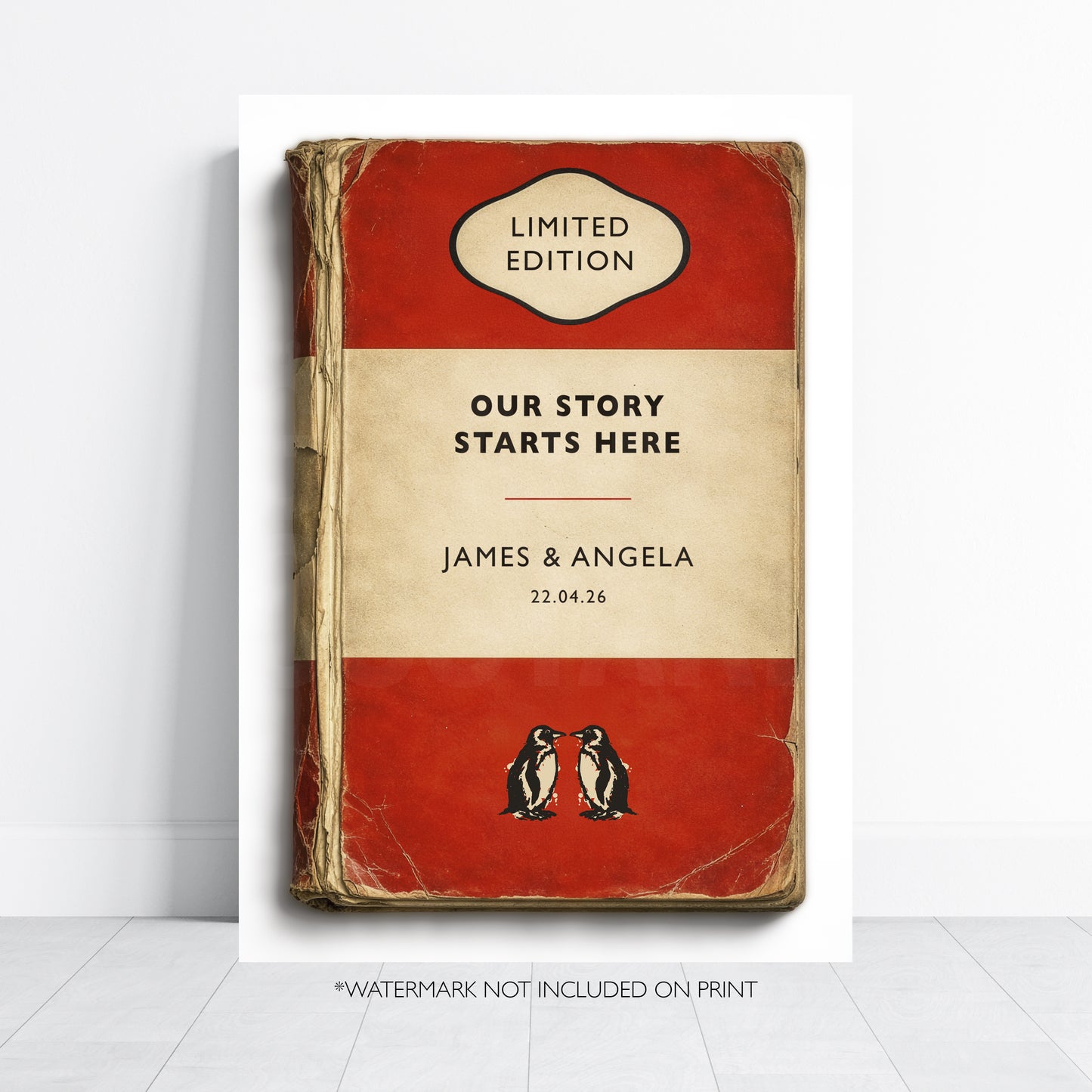 Personalised Wedding Gift Print - Our Story Starts Here - Vintage Book Style Anniversary Print