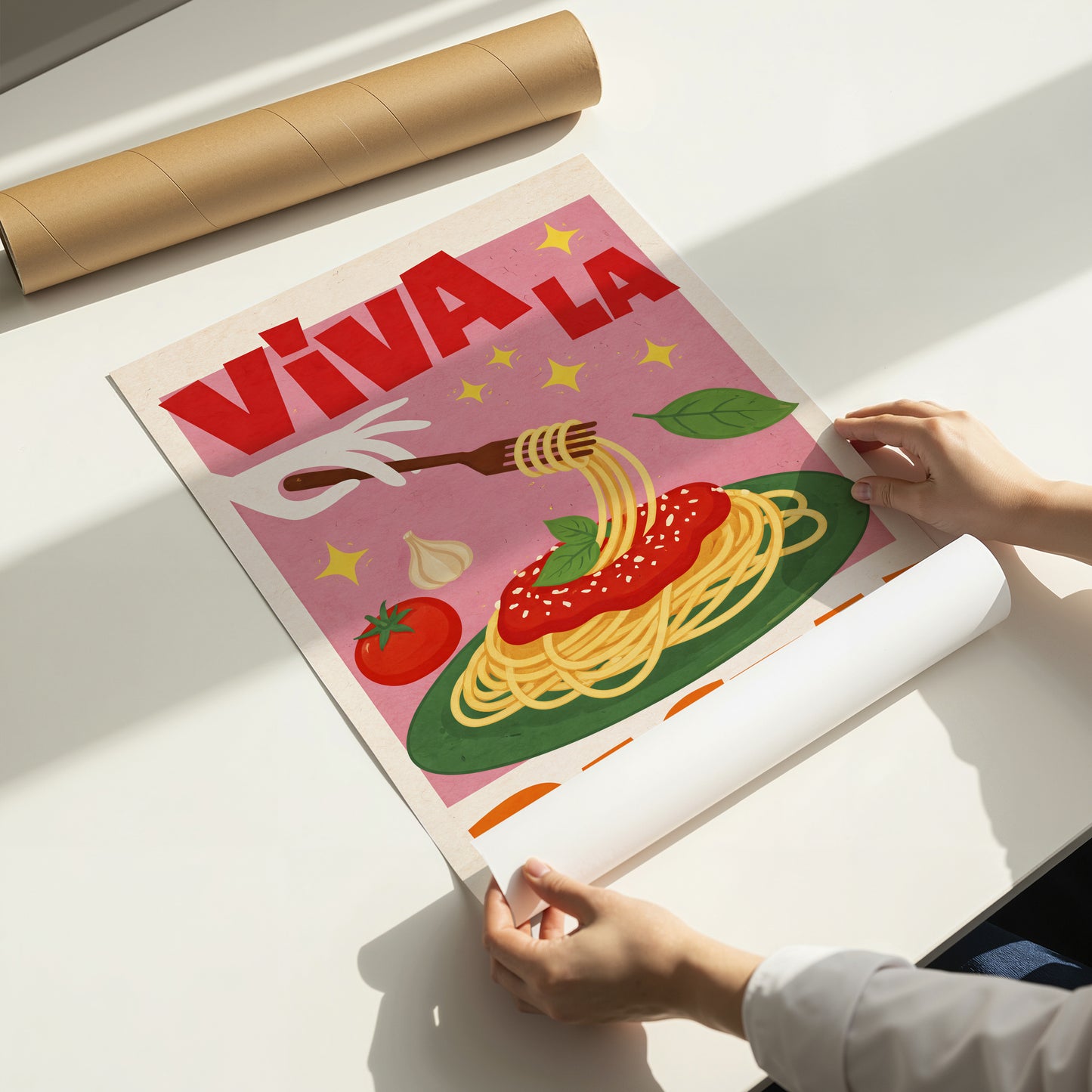 Viva La Pasta Print – Italian Food Kitchen Wall Art Poster