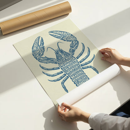 Isle of Wight Lobster Typography Print – Coastal Wall Art Poster